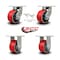 Service Caster 6'' Heavy Duty Red Poly on Cast Iron Caster Set 2 Swivel Locks 2 Rigid, 4PK CRAN-SCC-KP92S630-PUR-RS-BSL-2-R-2 - alternate 4